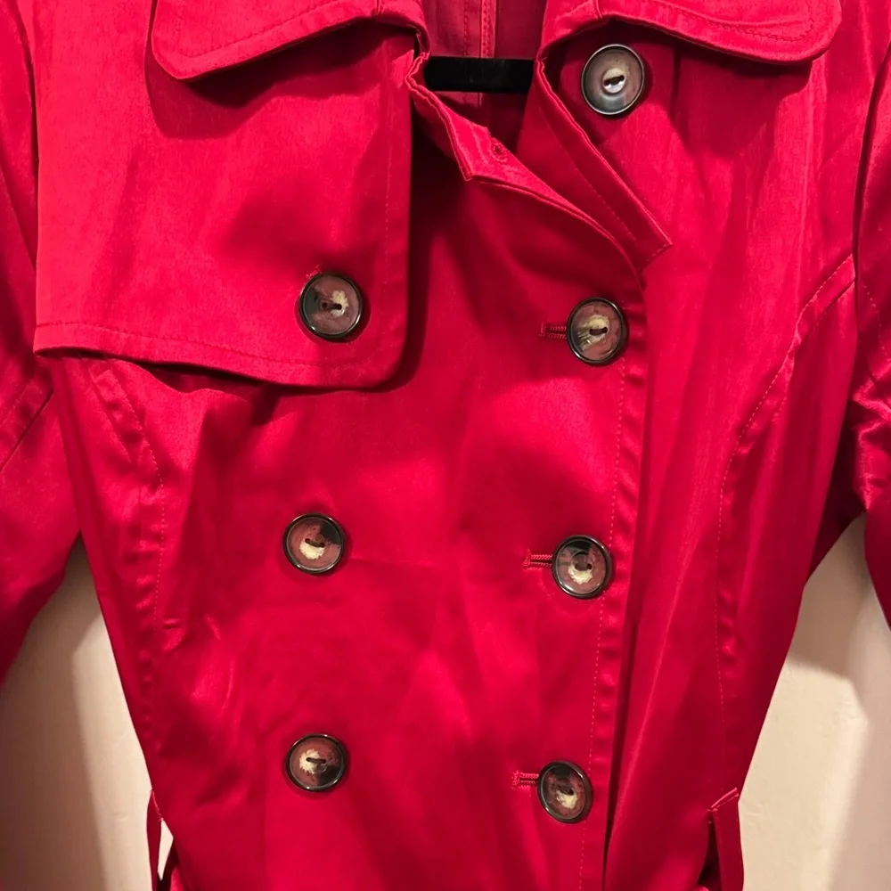 BCX Vibrant Red Trench Coat for Women - Picture 3 of 8